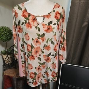Floral Print Long Sleeve Maternity Blouse